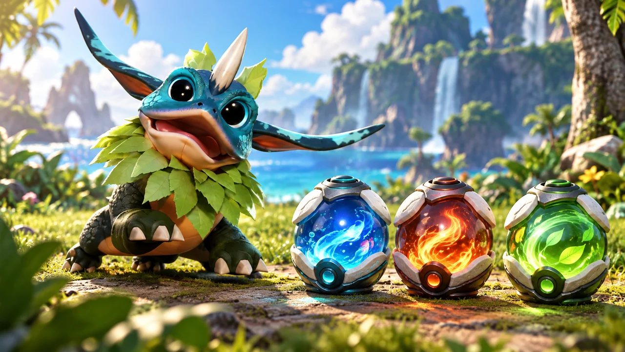 Batine studies elemental capture capsules in an island clearing