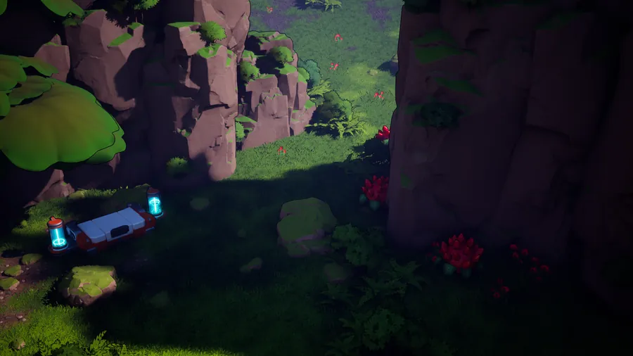 Hopesfalls in AneeMate, stone walls, red blooms and a supply crate to find