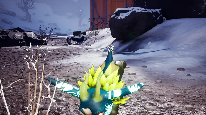 Batine standing in the snow of the Ice Vault, a screenshot from AneeMate
