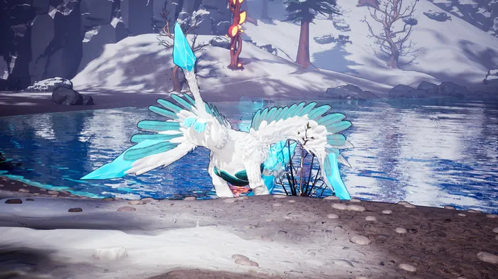 Ciaruma standing in the snow of the Ice Vault, a screenshot from AneeMate
