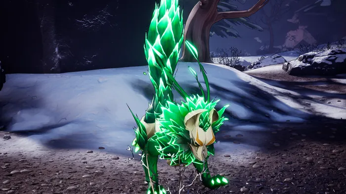 Gallak standing in the snow of the Ice Vault, a screenshot from AneeMate