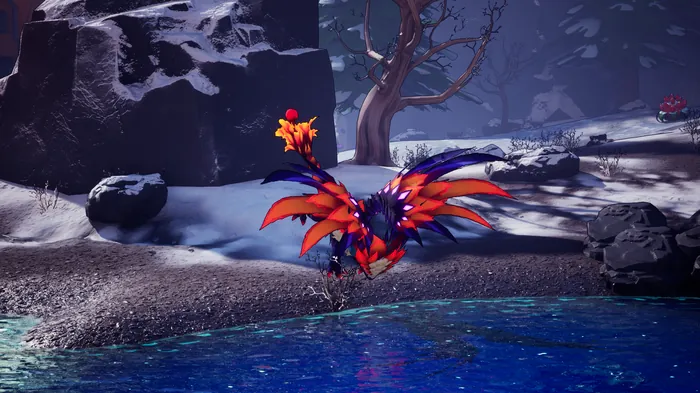 Myratar standing in the snow of the Ice Vault, a screenshot from AneeMate