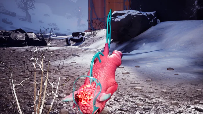 Pyros standing in the snow of the Ice Vault, a screenshot from AneeMate