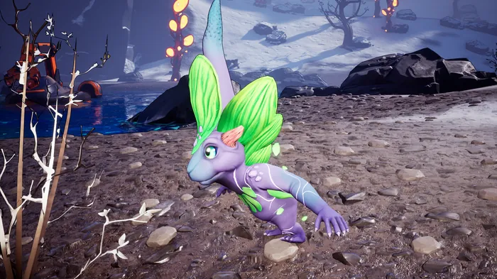 Soilpuff standing in the snow of the Ice Vault, a screenshot from AneeMate
